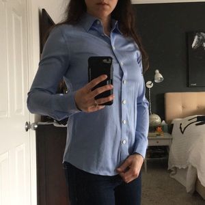 Banana republic non iron stretch blue button down
